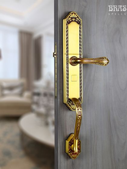 A smart door lock should be as beautiful as it is intelligent. Our Ultra Series lock, shown here on a grey wood door, features an ornate design with a keyless entry pad. This piece proves that high-level security, including fingerprint and customizable code access, can coexist with classical elegance.