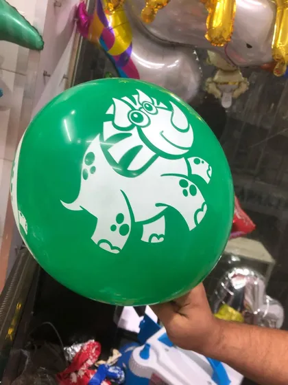 Another one of our animal-print balloons, this one featuring a cute elephant design. These are great for jungle or safari party themes.
