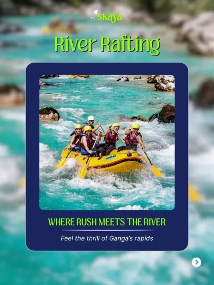 Feel the thrill of the Ganga's rapids with our river rafting adventure. Our retreats are not just about peace and quiet, they're also about having fun and feeling that adrenaline rush.