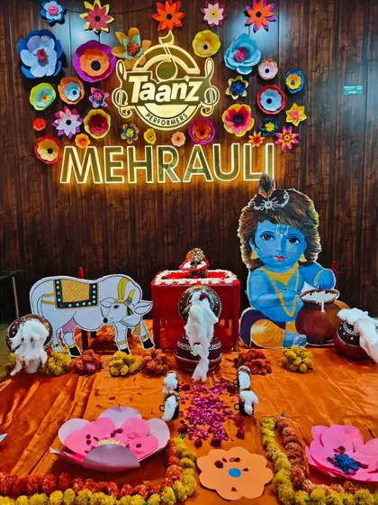The festive spirit is always alive at our academy. This is a look at our studio decorated for Janmashtami, creating a warm, celebratory, and welcoming atmosphere for our students and their families.