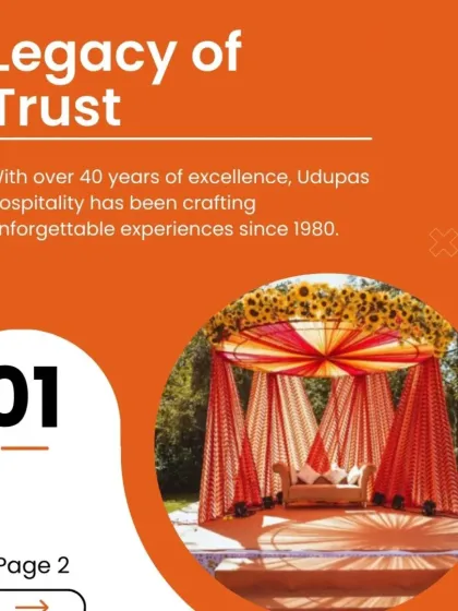 Our legacy of trust. With over 40 years of excellence, we have been crafting unforgettable experiences since 1980, as shown by this beautiful traditional mandap setup.