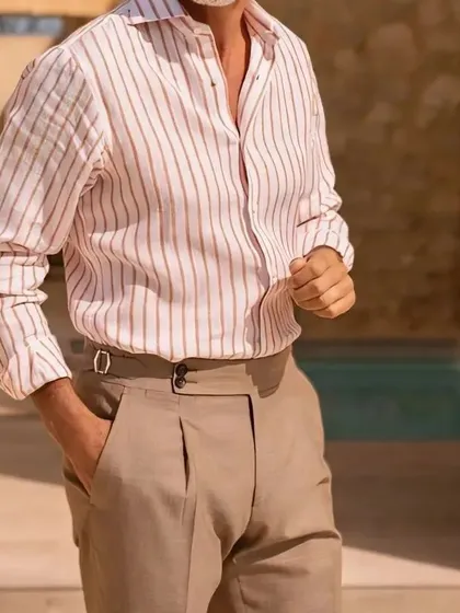 This outfit perfectly captures the essence of summer luxury. The breathable fabrics and custom fit ensure you look and feel your best, even on the warmest days.