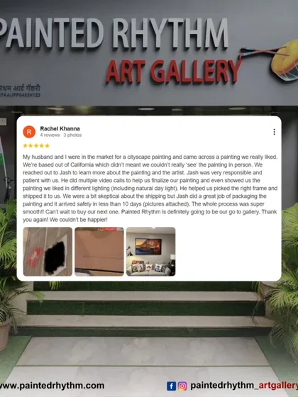 A detailed review from a client in California who was initially skeptical about buying art from overseas but was thrilled with our video calls, packaging, and the final result.
