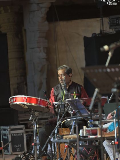 A shot of the percussionist from our special concert at the Bengaluru Ganesh Utsava, showcasing the diverse instruments that create our sound.
