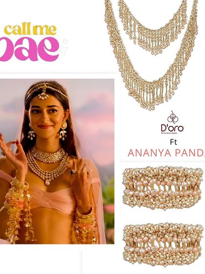 For a traditional look inspired by "Call Me Bae". Our layered pearl necklaces and matching bracelets are perfect for recreating this classic Indian wedding guest style.