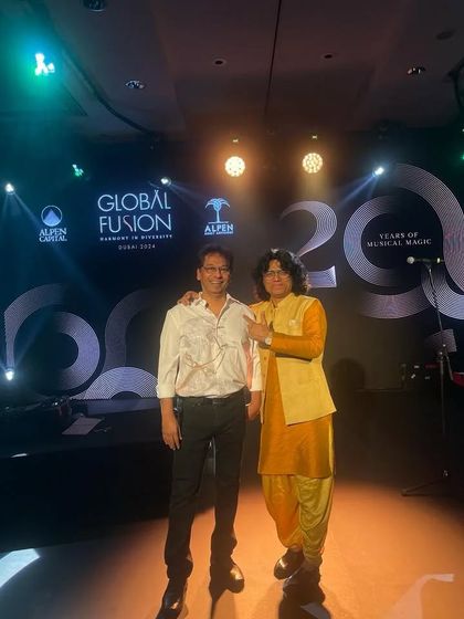 A photo with Vinod Raghavan Ji, the organizer of the Global Fusion masterpiece in Dubai. Grateful for such a fantastic show.