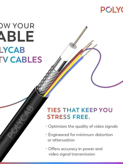 Secure your surveillance systems with Polycab CCTV cables. We provide these specialized cables, engineered for minimum signal distortion and attenuation, ensuring accurate power and high-quality video transmission for all security applications.