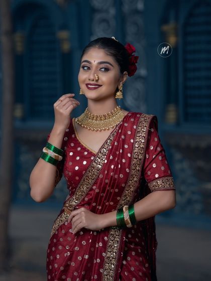 A close-up of the student's work, showing a clean and polished makeup application.