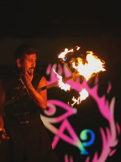 A unique shot combining the raw element of fire with the futuristic trails of my pixel poi. This image captures the two sides of my art in a single, powerful frame.