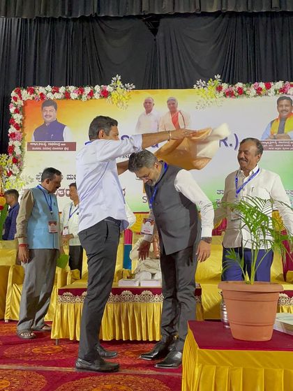 Being honored on stage for my role as Secretary of the MY SEVA TRUST and my contribution to the event.