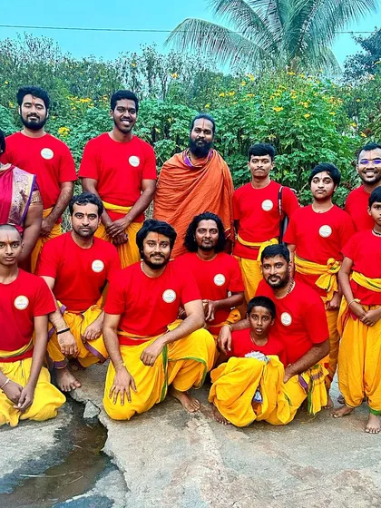 A group of students after a successful 5-day residential camp. The bonds formed here go beyond mere friendship; they are the bonds of a spiritual family, a 'kula', united in their pursuit.