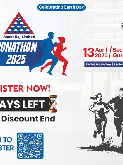 Just 2 days left to register for the Anant Raj Runathon with a 60% discount.