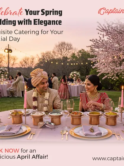 I specialize in creating exquisite dining experiences that match the grandeur of your special day. This outdoor spring wedding setup shows how I tailor the food presentation with elegant copperware to complement the event's theme.