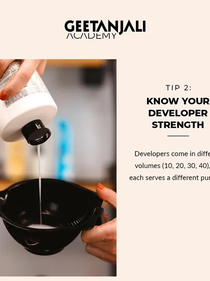 Understanding developer strength is crucial for any colorist. Our students learn the difference between 10, 20, 30, and 40 volume developers and when to use each.