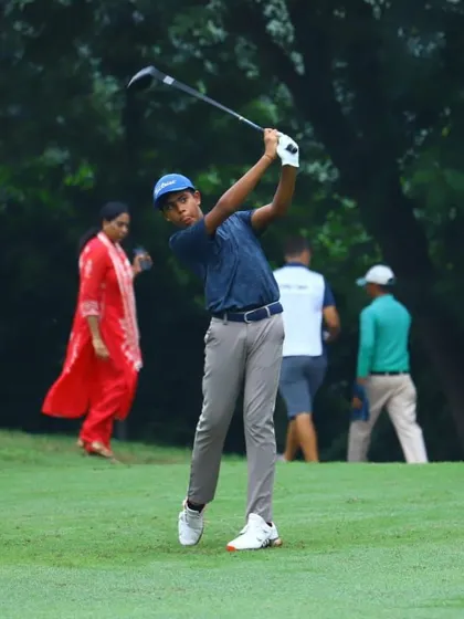 An action shot of Rayirth Jain's swing during the US Kids New Delhi Fall Local Tour.