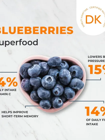 Blueberries are a true superfood. They can help lower blood pressure, improve short-term memory, and provide a significant portion of your daily fiber and Vitamin C intake.