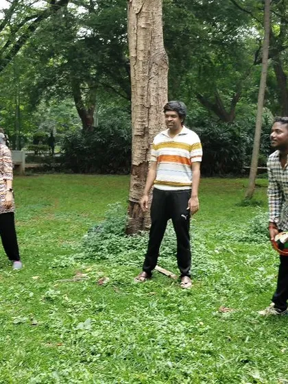 A game of frisbee at our Sunday meetup. It's all about having a good time and enjoying the outdoors together.