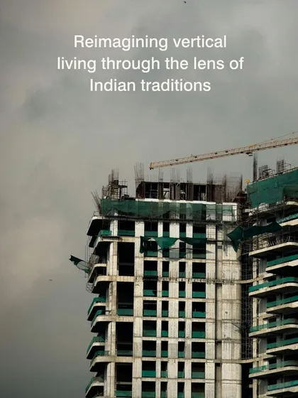 This image captures the Shriram Ozone Housing during construction, showcasing our vision of reimagining vertical living through the lens of Indian traditions. The project addresses the shift from plotted homes to high-rises in cities like Ranchi.
