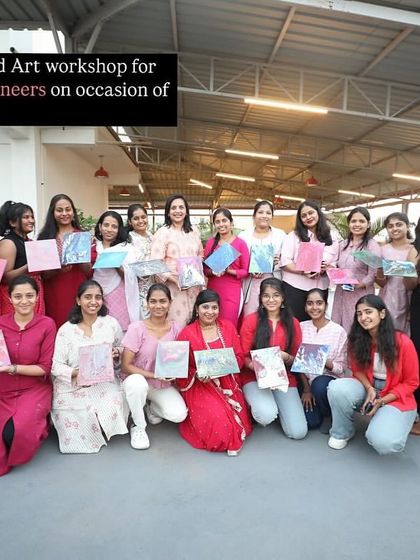 The wonderful women from Setty Mech Engineers celebrating Women's Day with a fluid art workshop. Art is a powerful way to celebrate and connect.