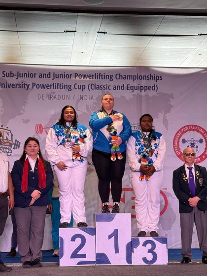 Khush taking the silver medal at the IPF Asian Junior Championship. She put up a 162.5kg squat, 77.5kg bench, and 155kg deadlift, adding 10kg to her total and defeating a rival she lost to at the previous nationals.