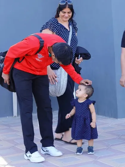 A heartwarming moment as Mr. Gopichand interacts with the youngest member of our badminton family in Qatar.