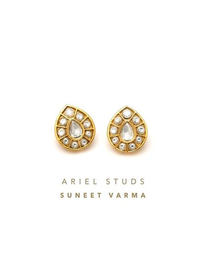 A detailed look at the Ariel Studs, showcasing the delicate pearl and stone work. These are perfect for adding a touch of couture to your everyday style.