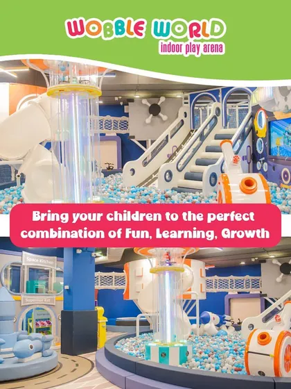 Our play structures offer a perfect combination of fun, learning, and growth. This collage shows the variety of stimulating activities available.