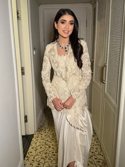 Glowing beauty alert. Paridhi shines with my signature soft glam look, featuring smokey eyes, subtle highlight, and a whole lot of elegance.
