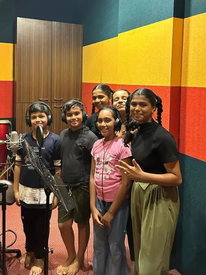 From the classroom to the recording booth. Here are some of our students getting a real taste of a professional recording studio. It is an amazing experience to see them work together and hear their voices on the track.