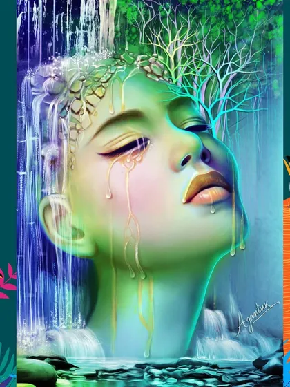 I am often inspired by nature, and this fantasy piece shows a character becoming one with a waterfall. I used vibrant colors and flowing lines to merge her form with the water and surrounding trees, creating a dreamlike scene that reflects my love for fantasy themes.