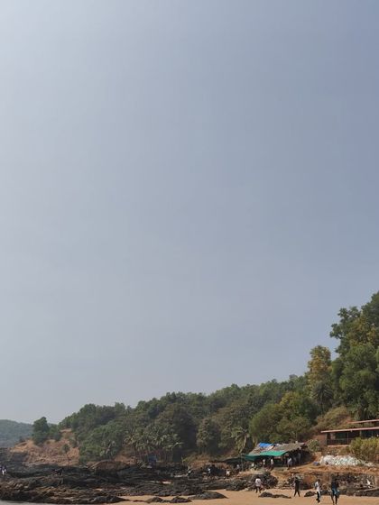 A view of one of the many beautiful beaches we cross on our journey from Kumta to Gokarna.
