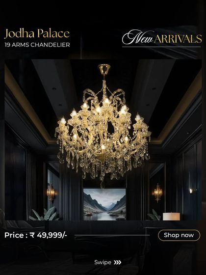 The 19 Arms Jodha Palace Chandelier strikes a beautiful balance between size and splendor. It's a substantial piece that fills a room with a warm, majestic glow.