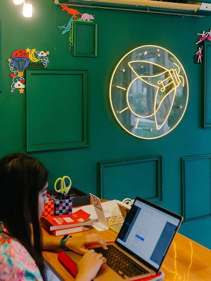 Another shot of our front desk and creative wall, a space designed to inspire you from the moment you walk in.