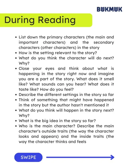 To make reading more interactive, try these "Reading Reflection" prompts for kids under 12. We've included questions to ask before, during, and after reading to help deepen their comprehension and connection to the story.