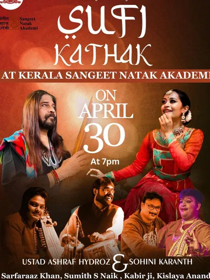 The official announcement for my Sufi Kathak performance at the Sangeet Natak Akademi, a special collaboration blending spiritual music with classical dance.
