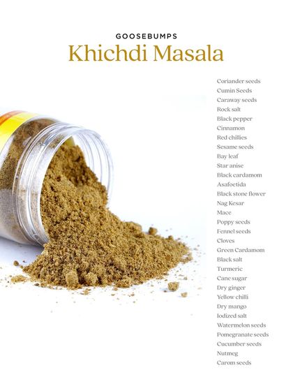 A complete list of the 25+ wholesome ingredients that make up my Khichdi Masala. This complex blend includes everything from coriander and cumin to more unique spices like black stone flower and nag kesar for a truly comforting flavour.