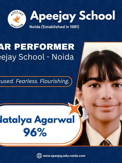 Natalya Agarwal of Class 7 has balanced her passions with academics to achieve a brilliant 96%. Her journey proves that consistency and courage make all the difference.