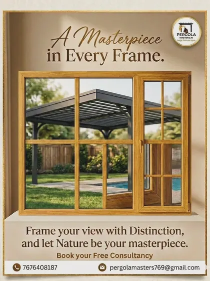 This design concept shows how our windows frame your view like a piece of art. Pictured here is a casement window with a beautiful wood-grain finish, demonstrating how our products can complement any architectural style, from modern homes to classic villas. We believe a window should be a masterpiece in every frame.