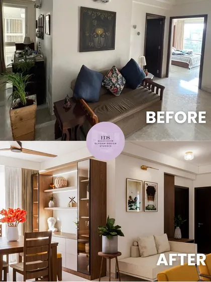 The power of thoughtful design is in the transformation. Here, we turned a cluttered and dated living area into a bright, open, and cohesive space with custom storage, a comfortable daybed, and a clear dining zone. This is what we mean by a home that lives better.