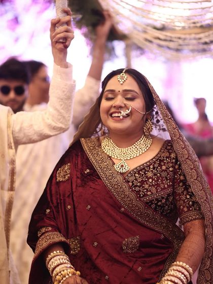 The pure joy of a bride during her entrance. This soft glam makeup ensures she looks radiant and feels confident throughout her ceremony.
