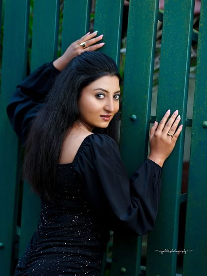 Studio and outdoor portraits of a model in a simple yet elegant black dress. This series focuses on capturing genuine expressions and personality, from joyful laughter to quiet contemplation.