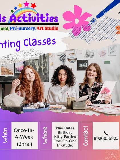 My painting classes are a great activity for moms to enjoy with their kids or friends. I offer flexible options, including weekly classes, one-time sessions for playdates, birthday parties, or even private one-on-one instruction at the studio.