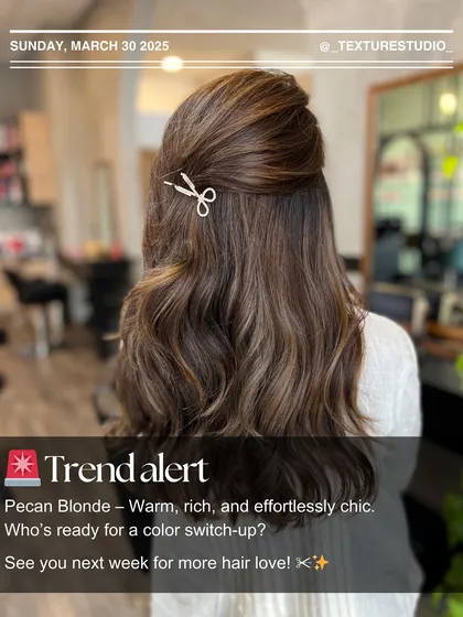Trend alert: Pecan Blonde. This warm, rich, and effortlessly chic color is perfect for anyone ready for a stylish switch-up.