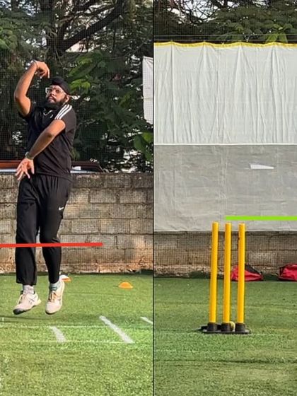 This comparison highlights the difference in jump height and body position. By improving the load-up, we enabled this leg spinner to generate more momentum and effort in his delivery.
