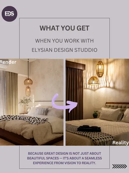 What you see is what you get. We believe in turning visions into reality, which is why our 3D renders are a true-to-life preview of your future home. This image shows a bedroom render next to the final photograph, proving our commitment to delivering exactly what we promise.