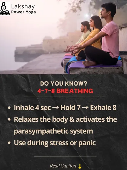 An infographic teaching the 4-7-8 breathing technique to relax the body and calm the mind during moments of stress.