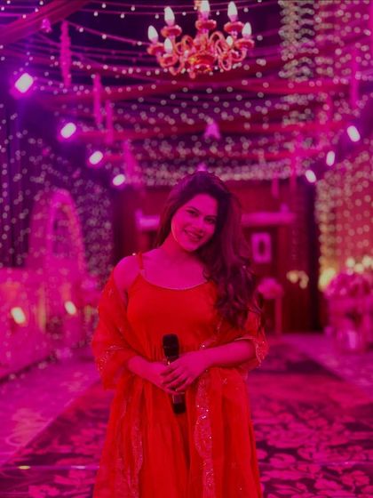 'Rang Jamao, Jashan Manao'. That's my motto for every event. This shot was taken in a beautifully lit corridor at a wedding venue.