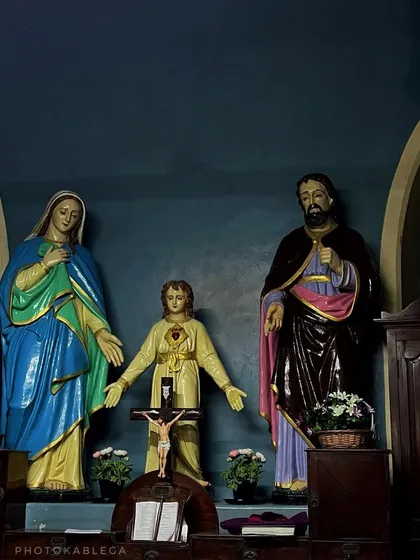 An indoor shot of the Holy Family statues. I capture these quiet, devotional figures that are central to the Christmas story.