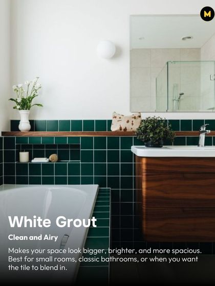 White grout is a classic choice that makes a space feel clean, bright, and airy. It's best for small rooms or when you want the tile pattern to blend in for a seamless look.
