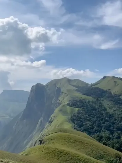 The stunning mountain ranges visible from the Netravathi peak, a reward for a challenging trek.